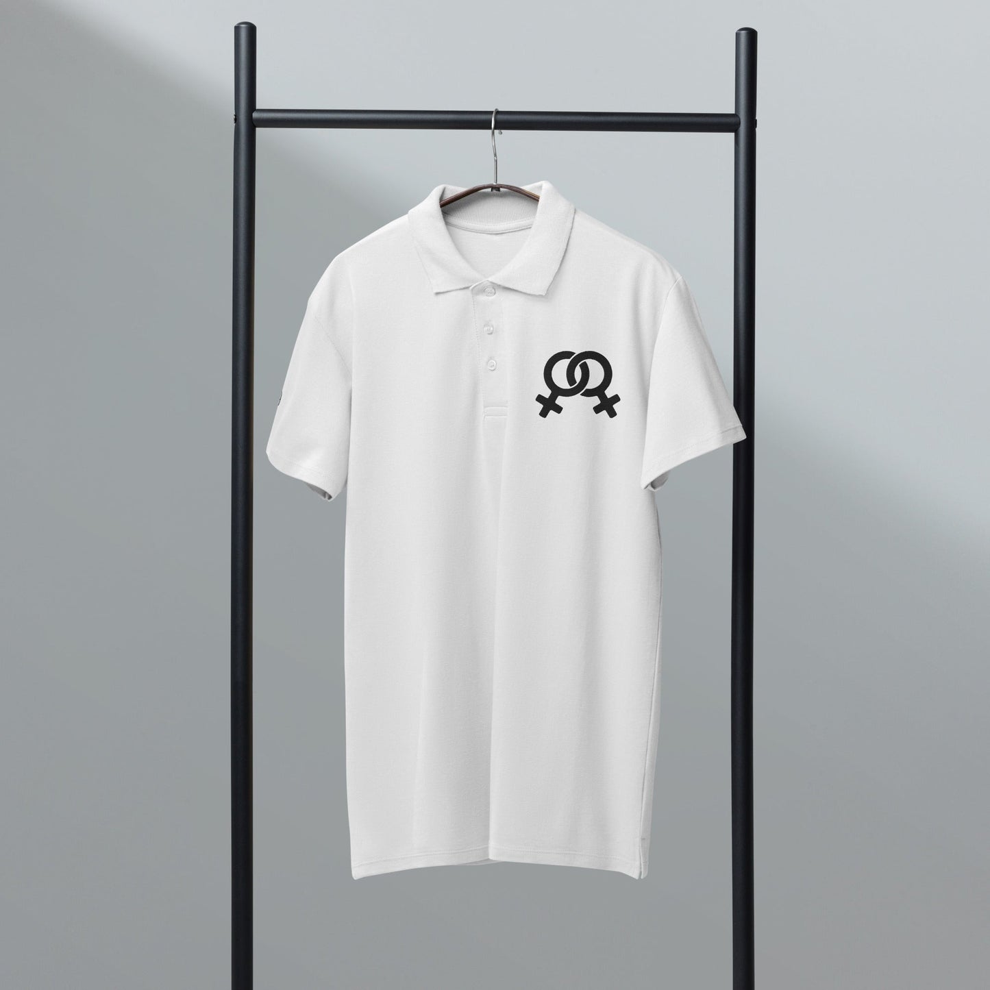 Feminist symbol embroidered premium pique polo shirt - f9artist