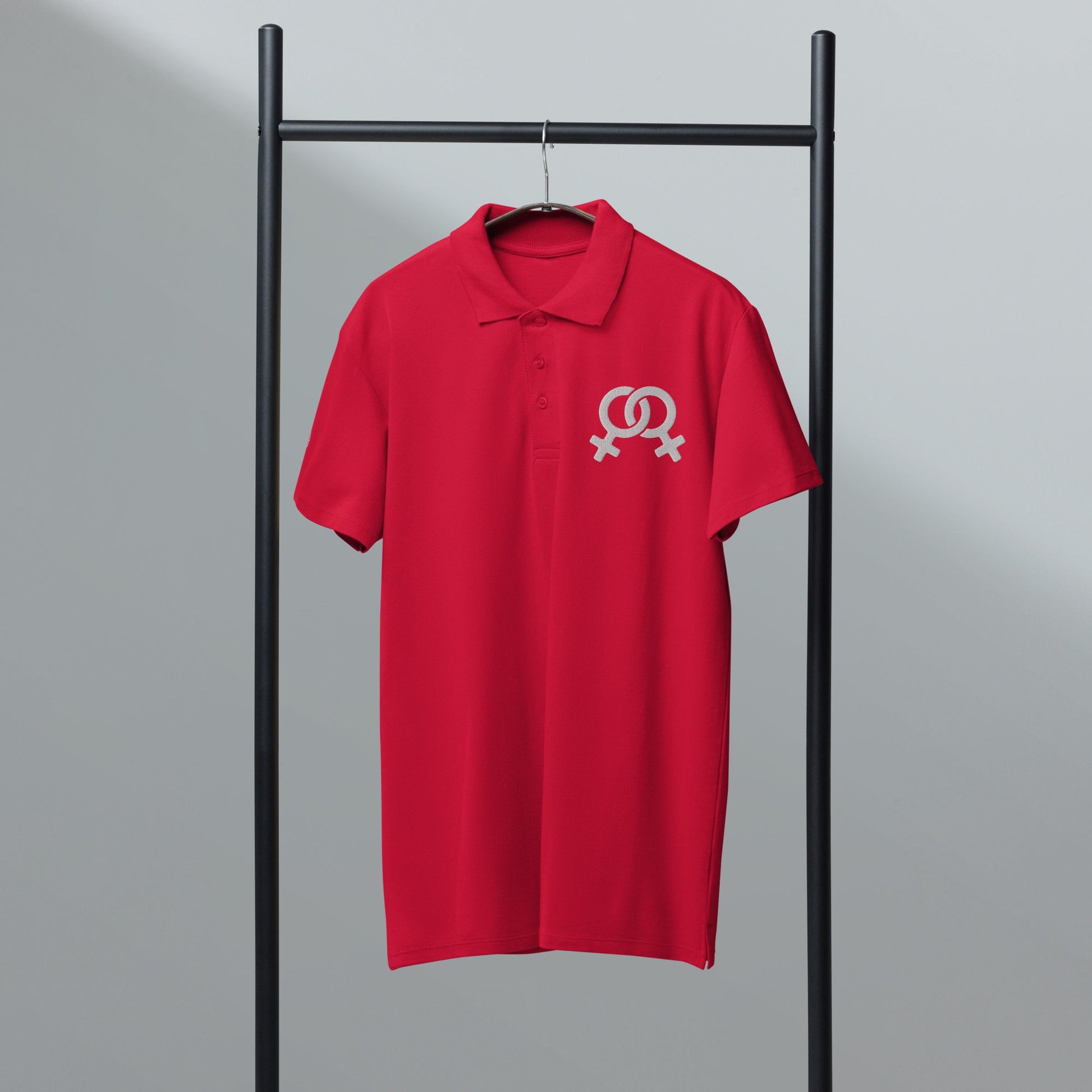 Feminist symbol embroidered premium pique polo shirt - f9artist