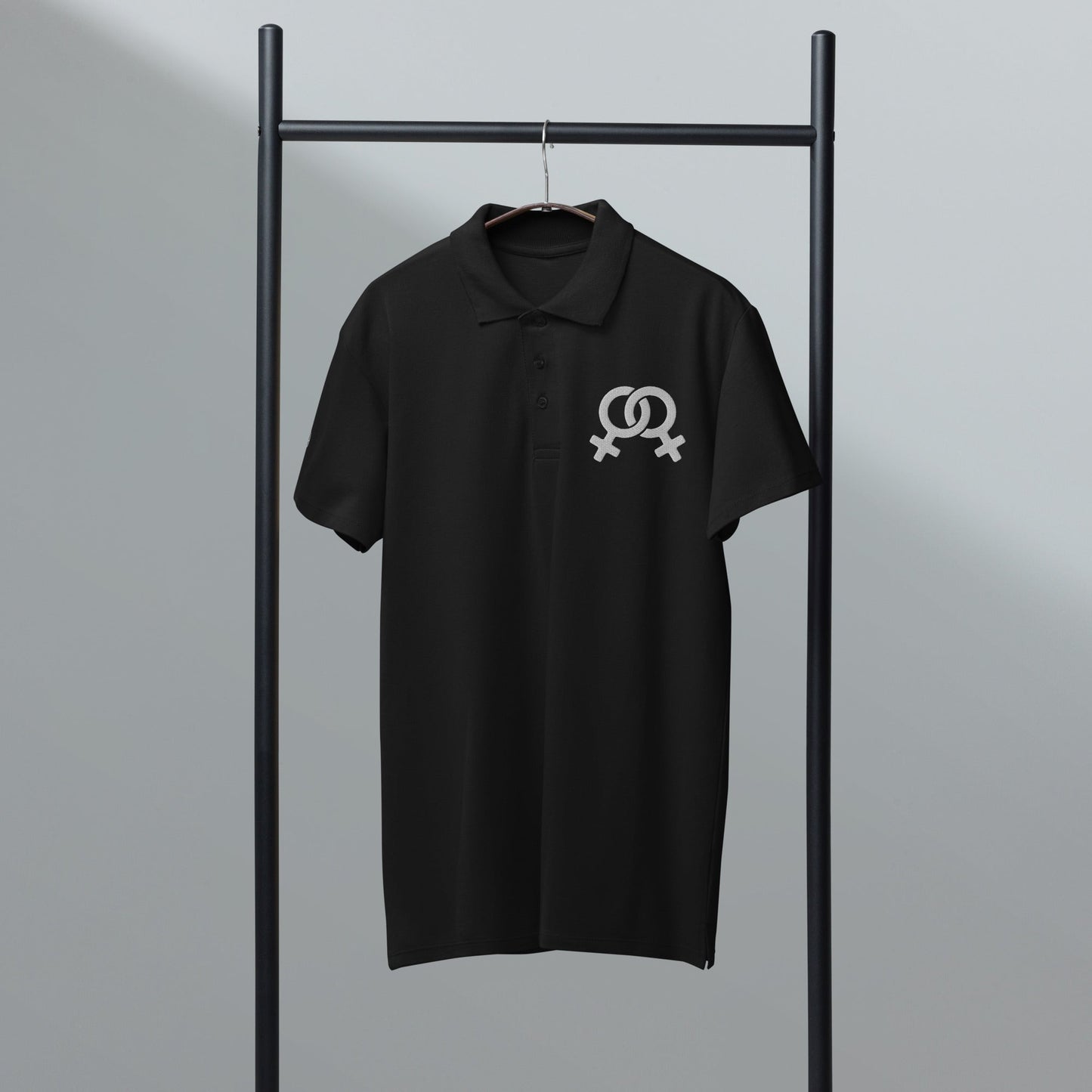 Feminist symbol embroidered premium pique polo shirt - f9artist