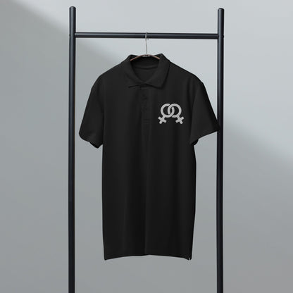 Feminist symbol embroidered premium pique polo shirt - f9artist