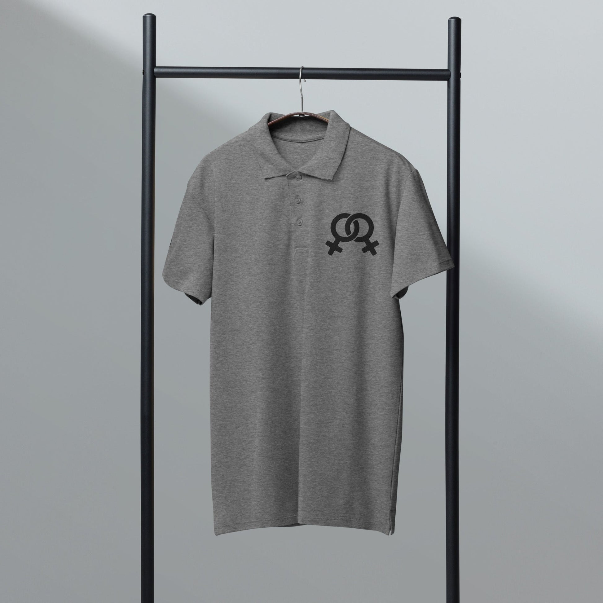Feminist symbol embroidered premium pique polo shirt - f9artist