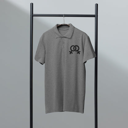 Feminist symbol embroidered premium pique polo shirt - f9artist