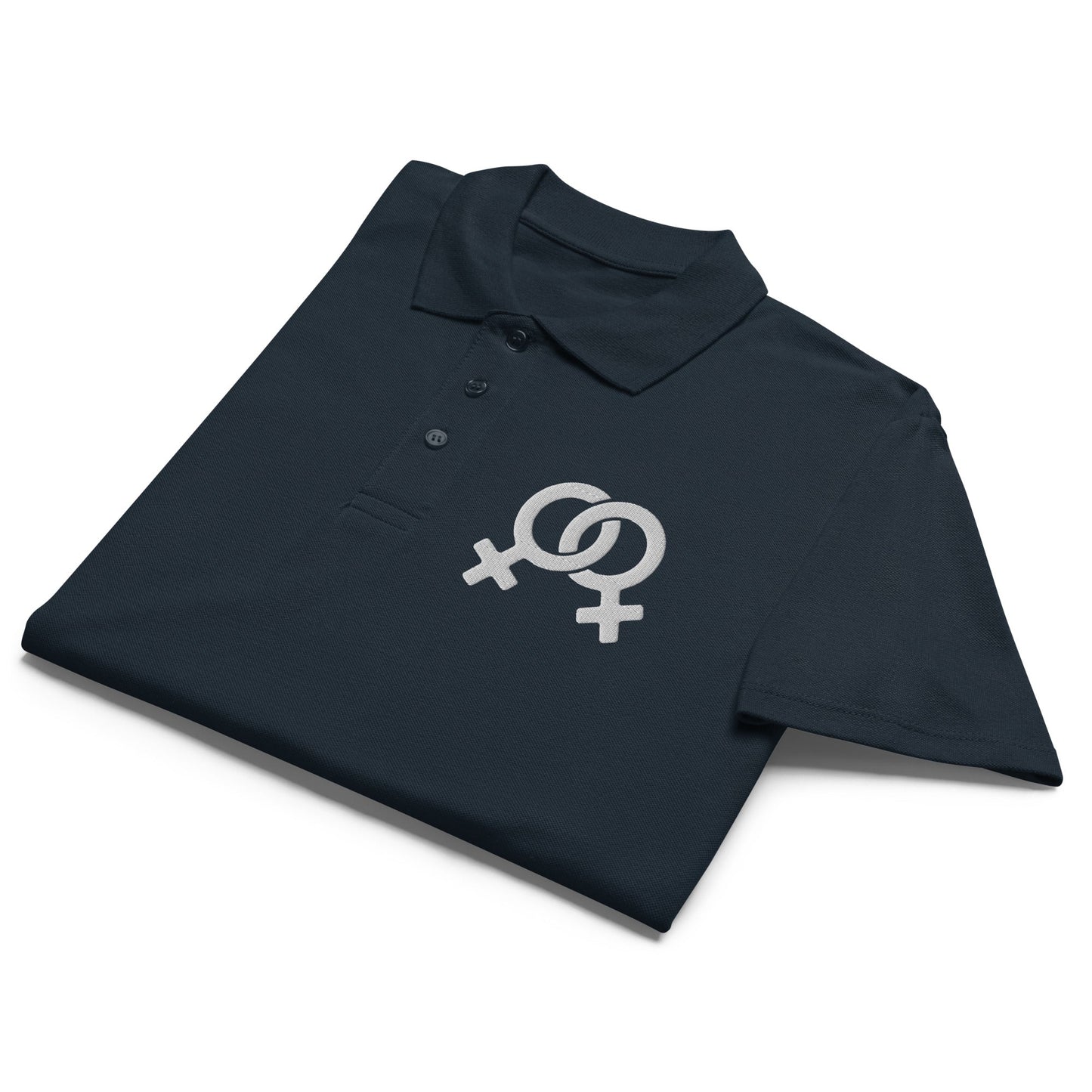 Feminist symbol embroidered premium pique polo shirt - f9artist