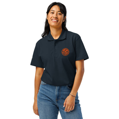 Fire symbol embroidered premium pique polo shirt - f9artist