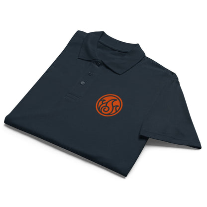 Fire symbol embroidered premium pique polo shirt - f9artist