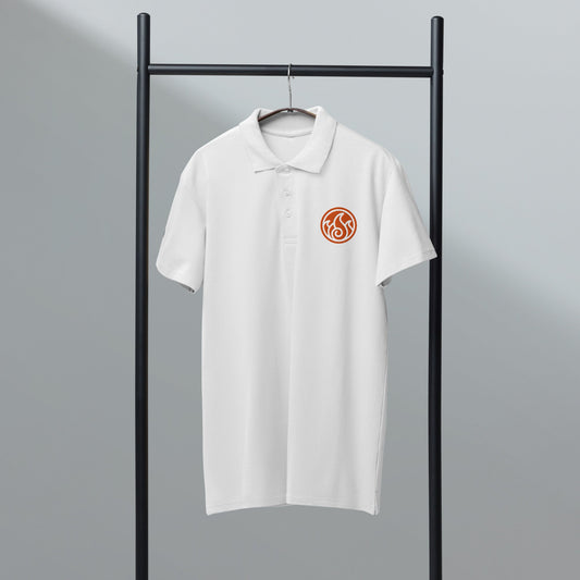Fire symbol embroidered premium pique polo shirt - f9artist
