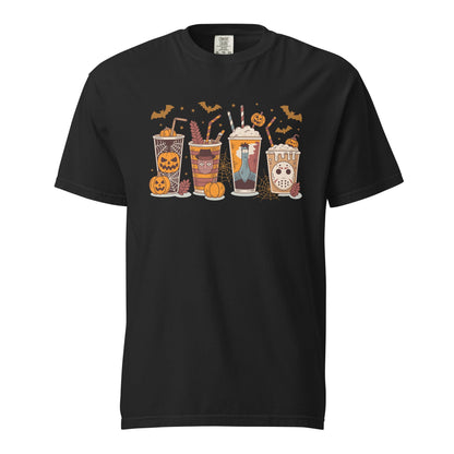 Halloween Coffee Cups Sweatshirt | Cozy Spooky Season Pumpkin Latte Pullover - f9artist