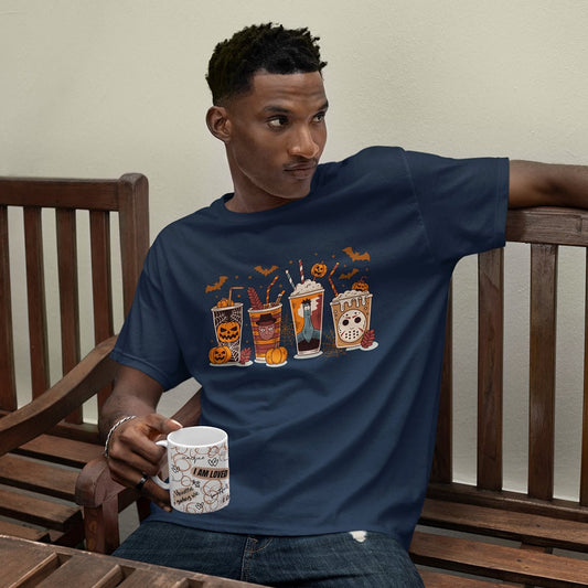 Halloween Coffee Cups Sweatshirt | Cozy Spooky Season Pumpkin Latte Pullover - f9artist