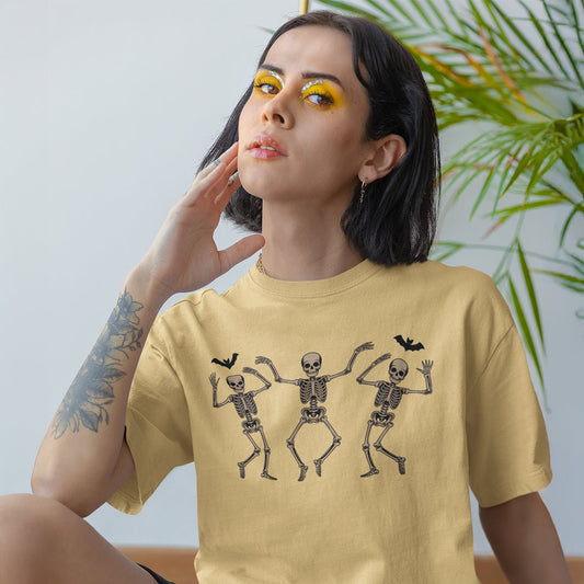 Halloween Skeleton Dance T-Shirt | Funny Spooky Dancing Skeleton Unisex Tee - f9artist