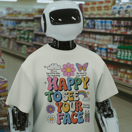 Happy to See Your Face T-Shirt – Unisex Premium Cotton Tee with Positive Vibes - f9artist