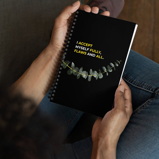 I Accept Myself Fully Flaws And All | Affirmation Cover Spiral Notebook - f9artist