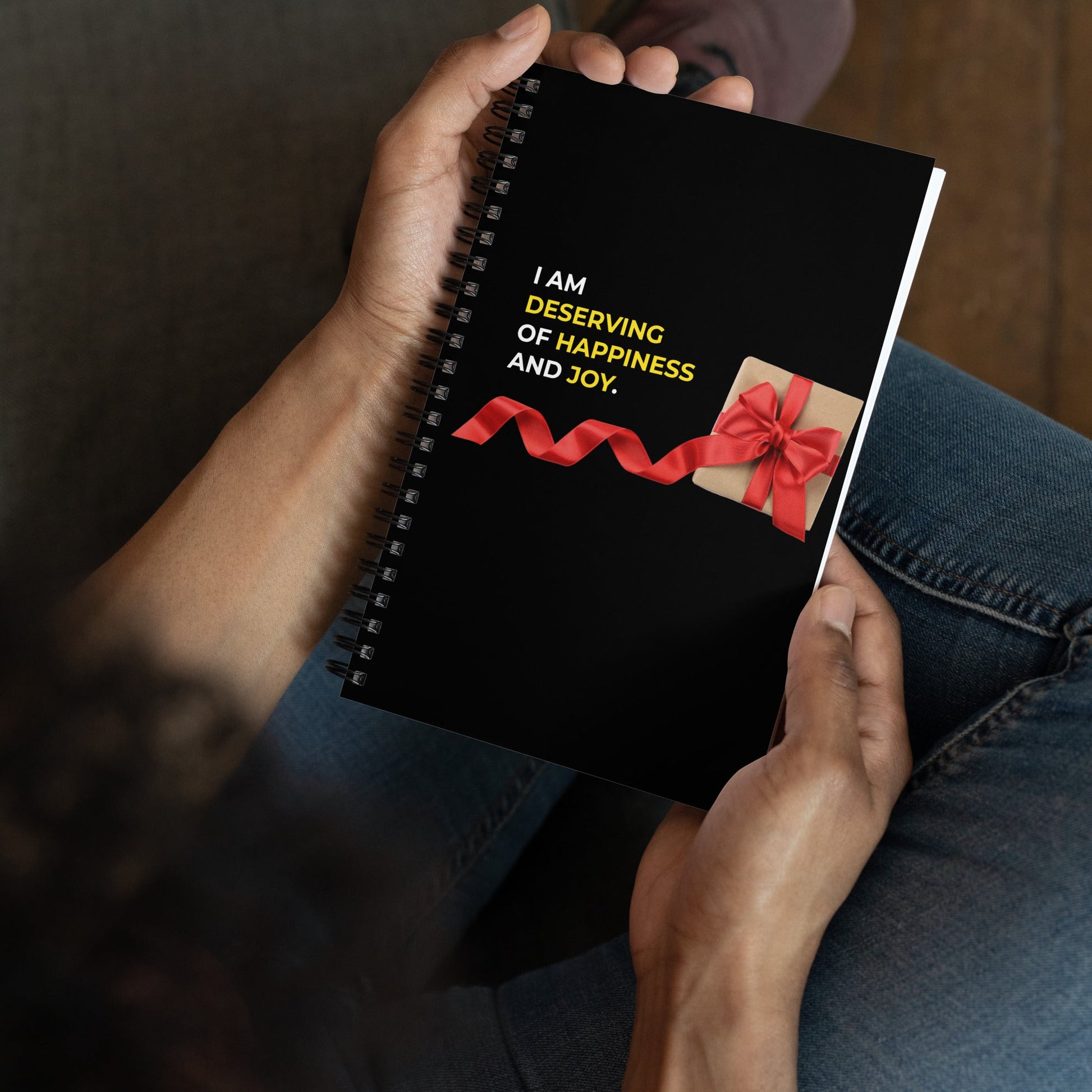 I Am Deserving Of Happiness And Joy | Affirmation Cover Spiral Notebook - f9artist