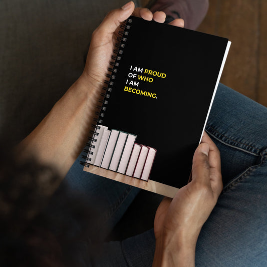I Am proud Of Who I Am Becoming | Affirmation Cover Spiral Notebook - f9artist