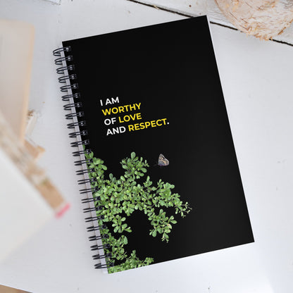 I Am Worthy Of Love And Respect | Affirmation Cover Spiral Notebook - f9artist