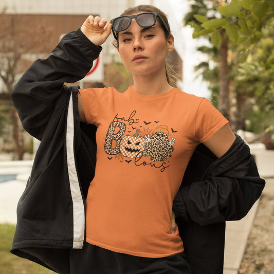 Leopard Print BOO Halloween T-Shirt | Retro Ghost Pumpkin Tee | Fall Spooky Season Shirt | Cute Leopard Halloween Shirt