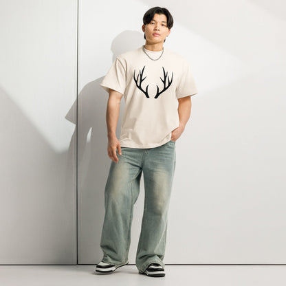 Men's Box Tee – Deer Antler Graphic Streetwear Tee - f9artist