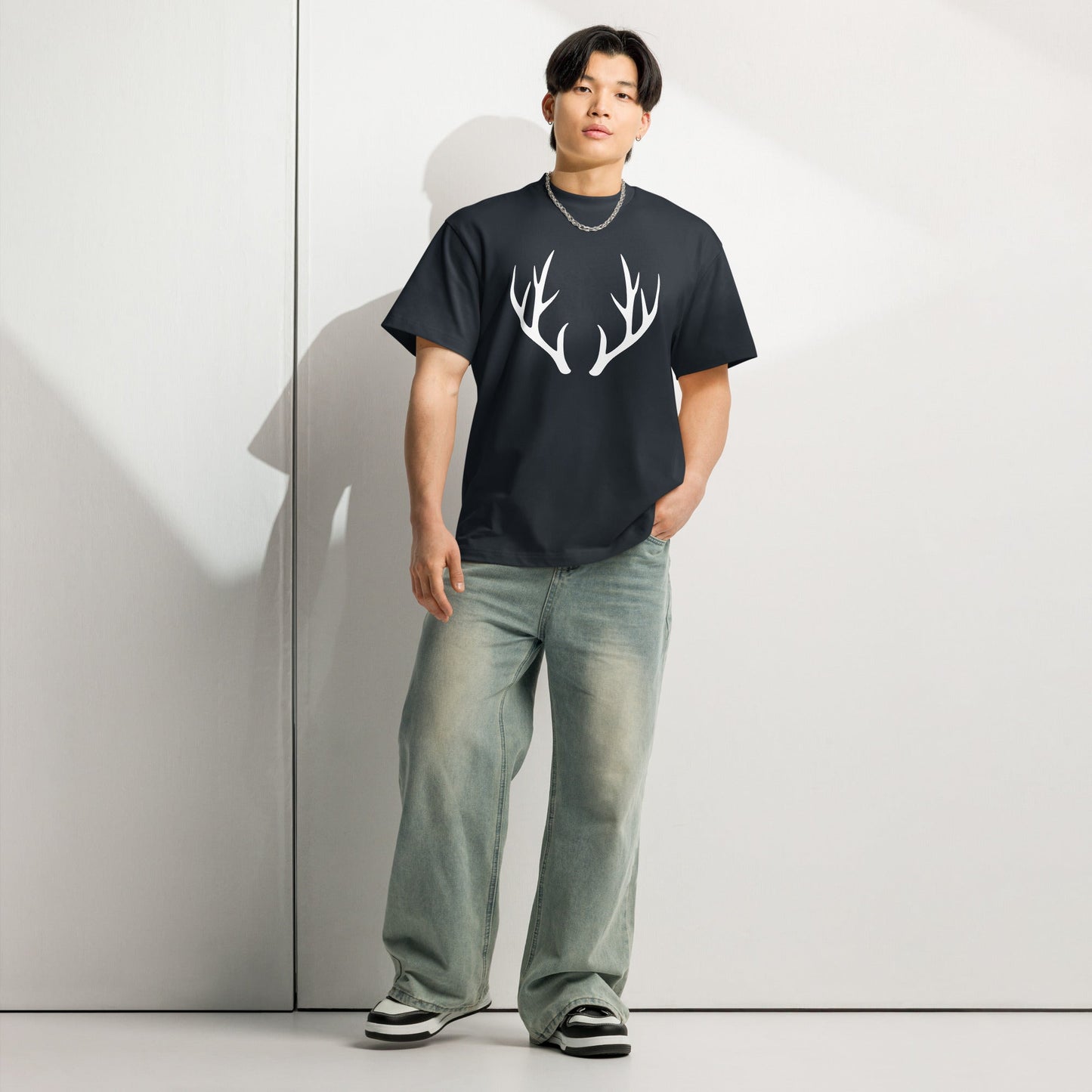 Men's Box Tee – Deer Antler Graphic Streetwear Tee - f9artist