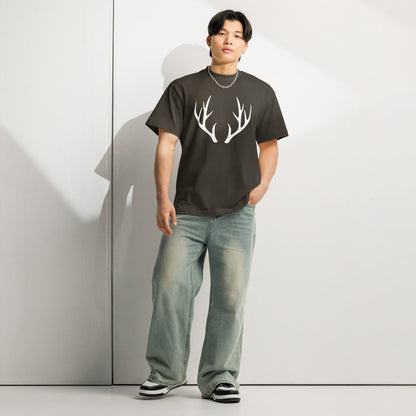 Men's Box Tee – Deer Antler Graphic Streetwear Tee - f9artist