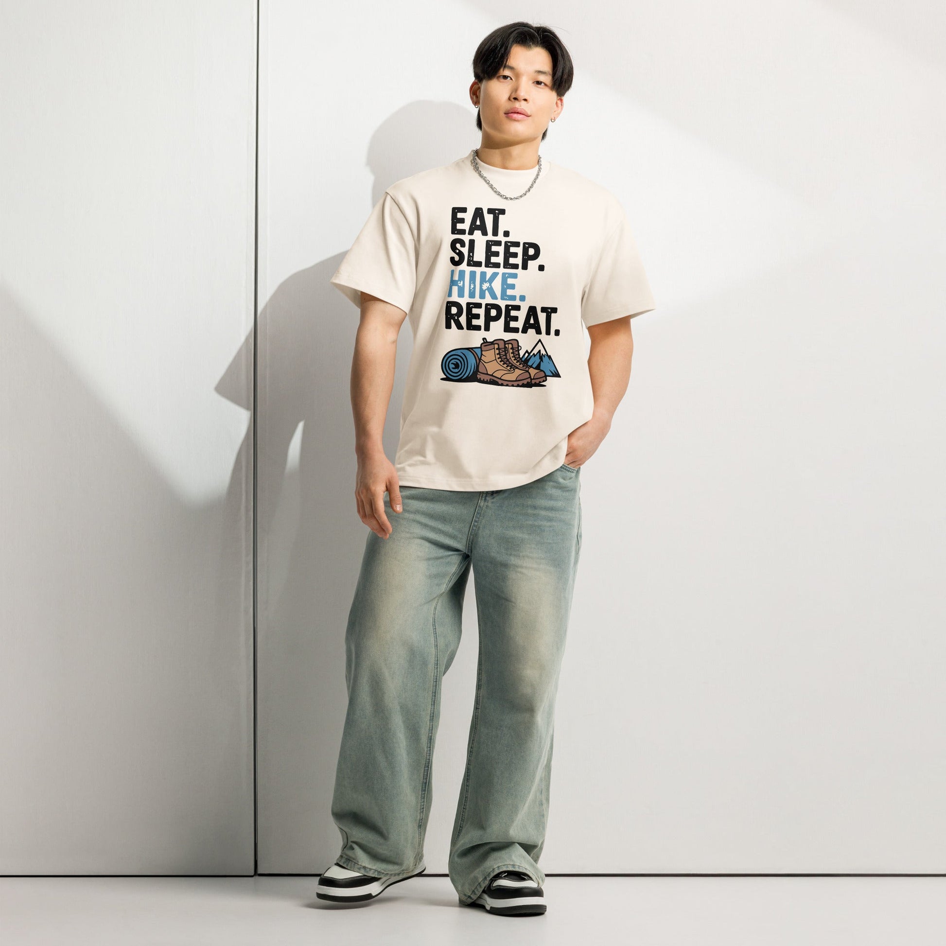 Men's Box Tee Eat Sleep Hike Repeat Tee - f9artist