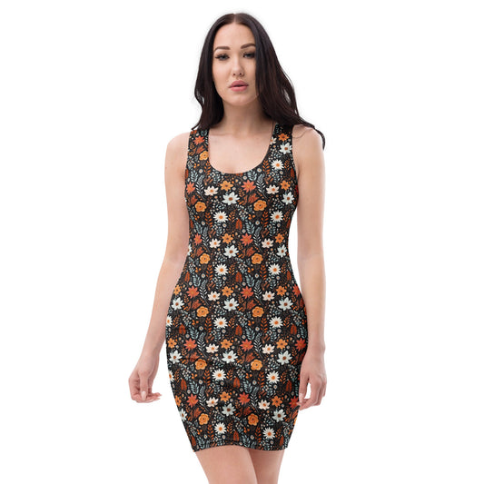 Midnight Bloom Bodycon Dress - f9artist