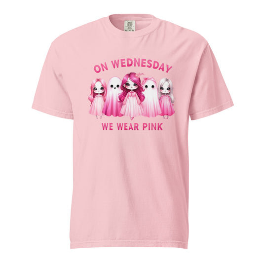 On Wednesdays We Wear Pink Ghost T-Shirt | Halloween Mean Girls Graphic Tee - f9artist