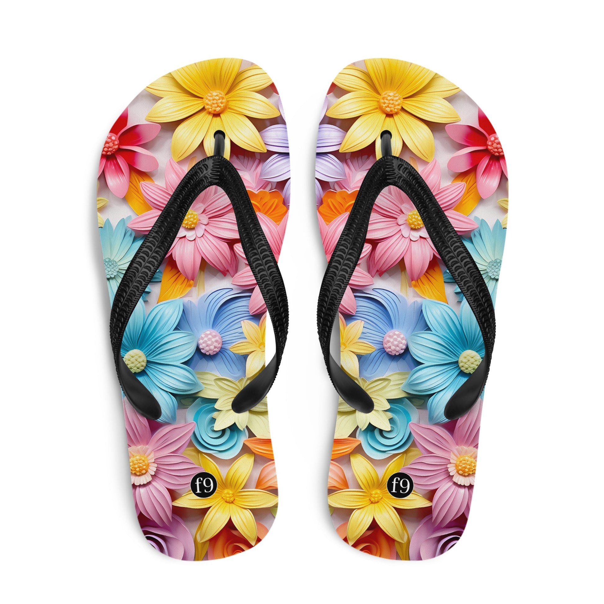 Petal Muse Series colorful floral Sublimation Flip Flop from f9artist – durable, lightweight summer sandals