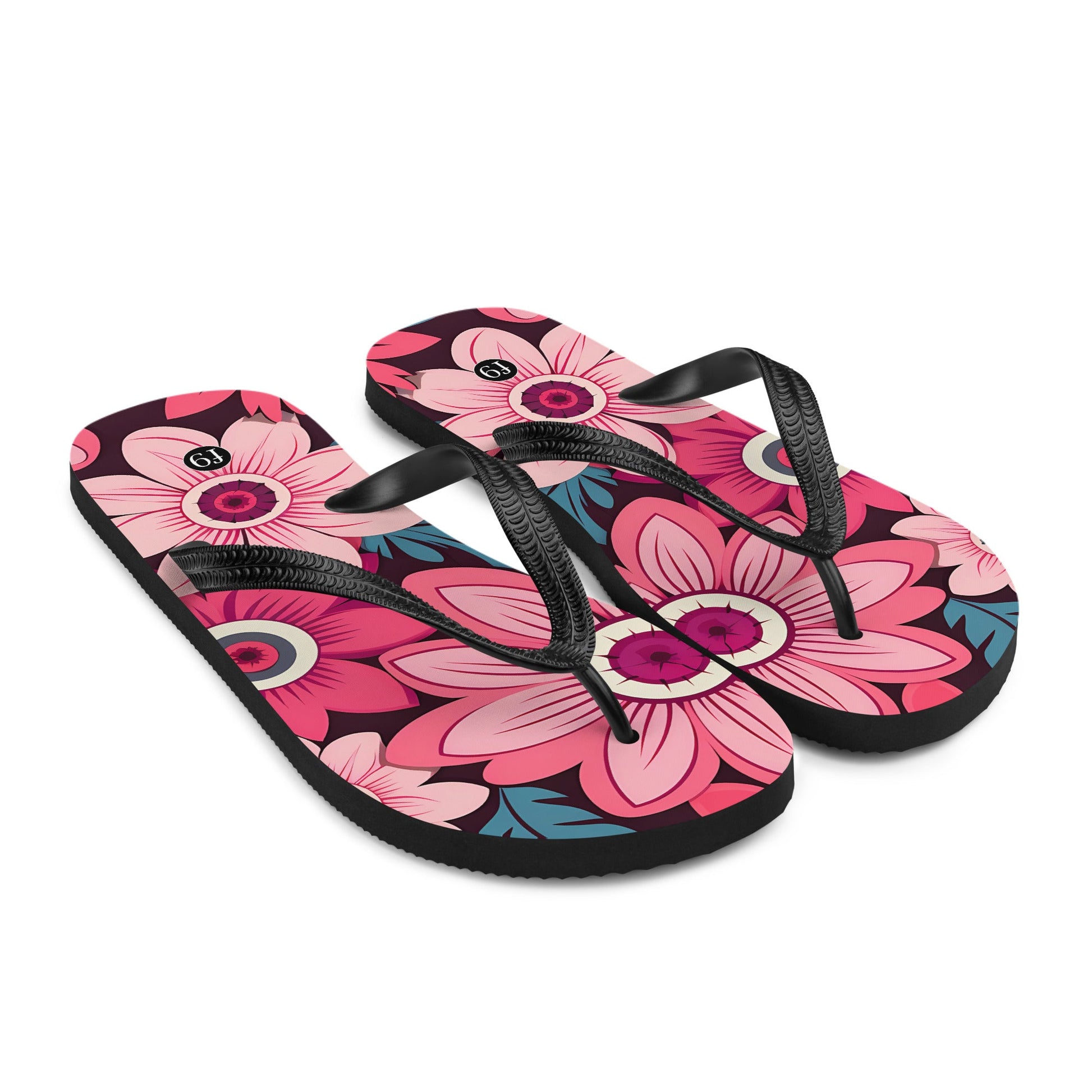 Petal Muse Series colorful floral Sublimation Flip Flop from f9artist – durable, lightweight summer sandals