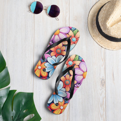 Petal Muse Series colorful floral Sublimation Flip Flop from f9artist – durable, lightweight summer sandals