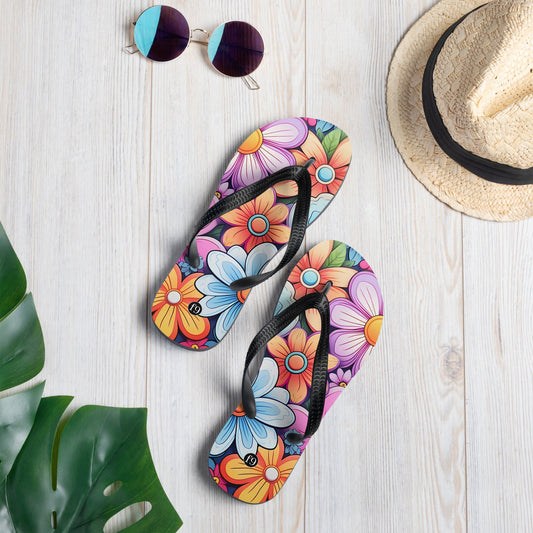 Petal Muse Series colorful floral Sublimation Flip Flop from f9artist – durable, lightweight summer sandals