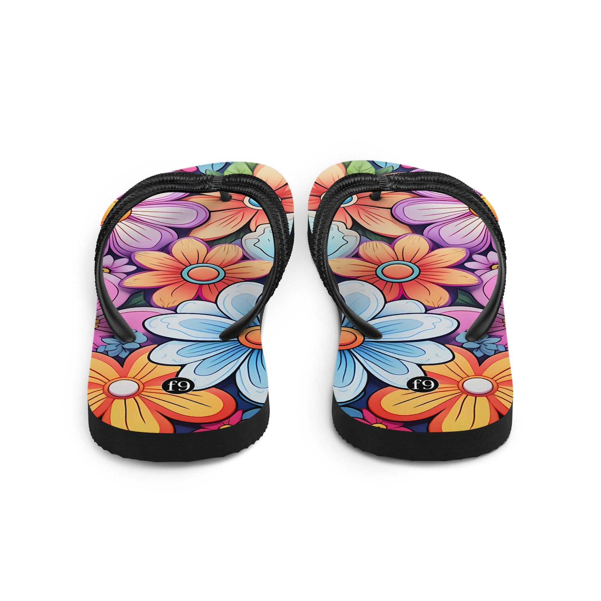 Petal Muse Series colorful floral Sublimation Flip Flop from f9artist – durable, lightweight summer sandals