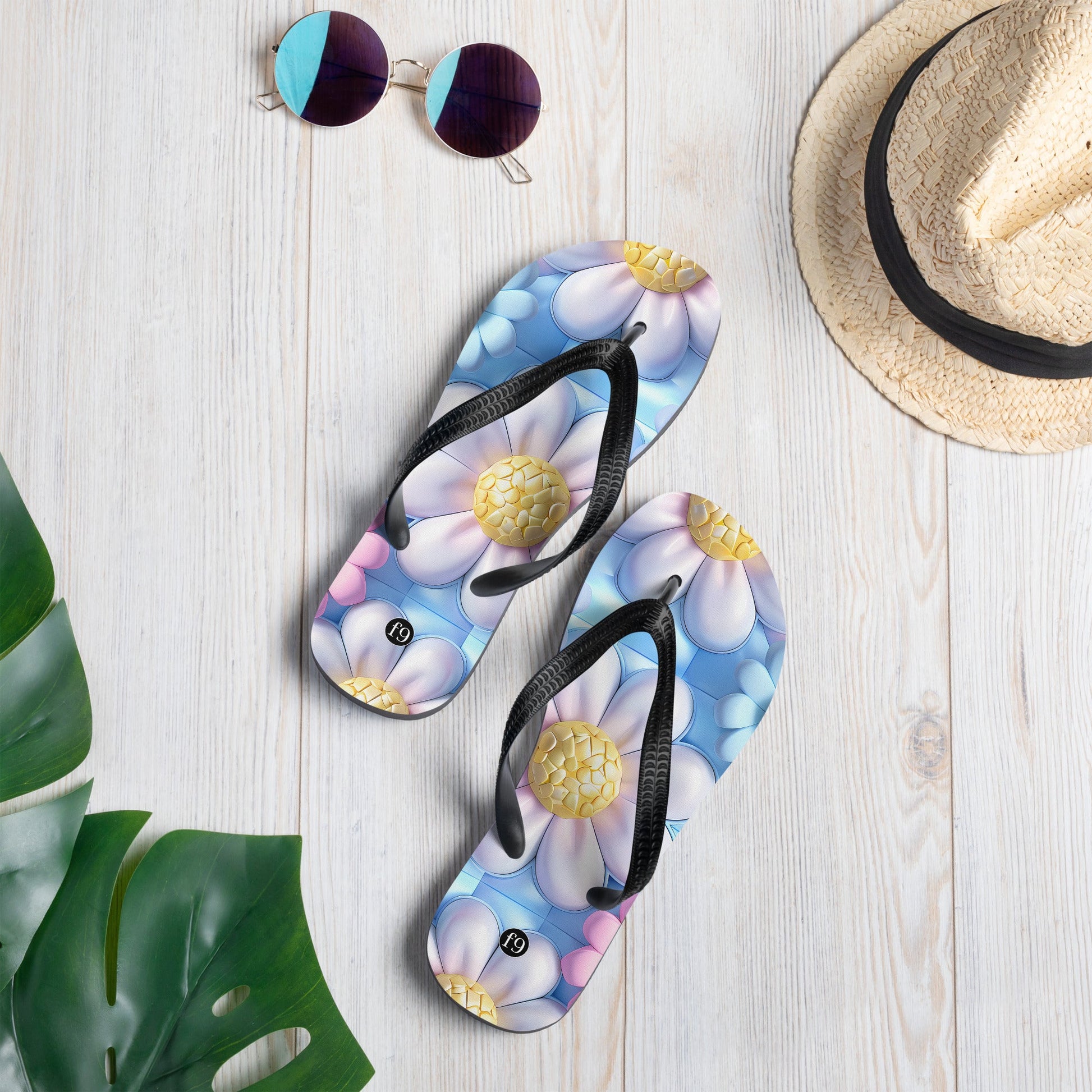 Petal Muse Series colorful floral Sublimation Flip Flop from f9artist – durable, lightweight summer sandals