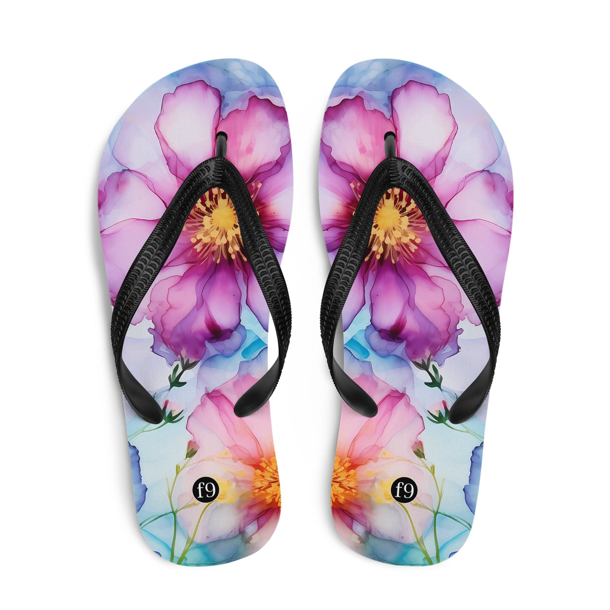 Petal Muse Series colorful floral Sublimation Flip Flop from f9artist – durable, lightweight summer sandals