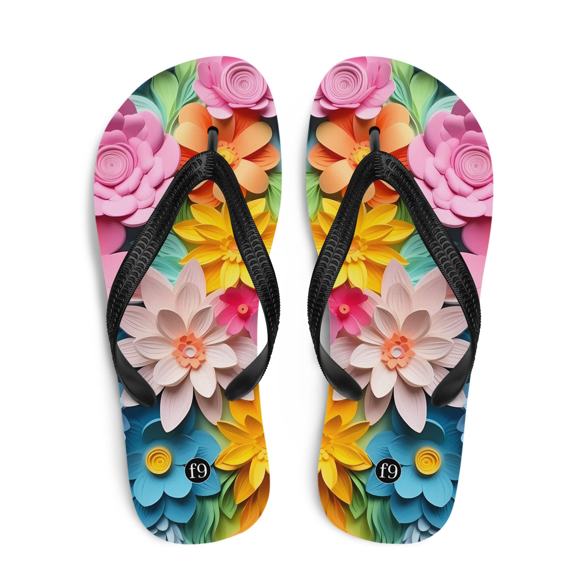 Petal Muse Series colorful floral Sublimation Flip Flop from f9artist – durable, lightweight summer sandals