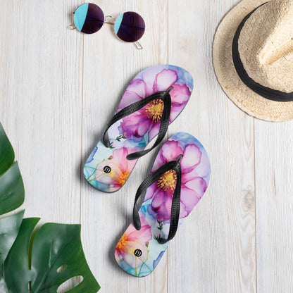 Petal Muse Series colorful floral Sublimation Flip Flop from f9artist – durable, lightweight summer sandals