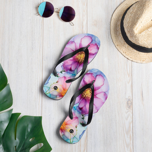 Petal Muse Series colorful floral Sublimation Flip Flop from f9artist – durable, lightweight summer sandals