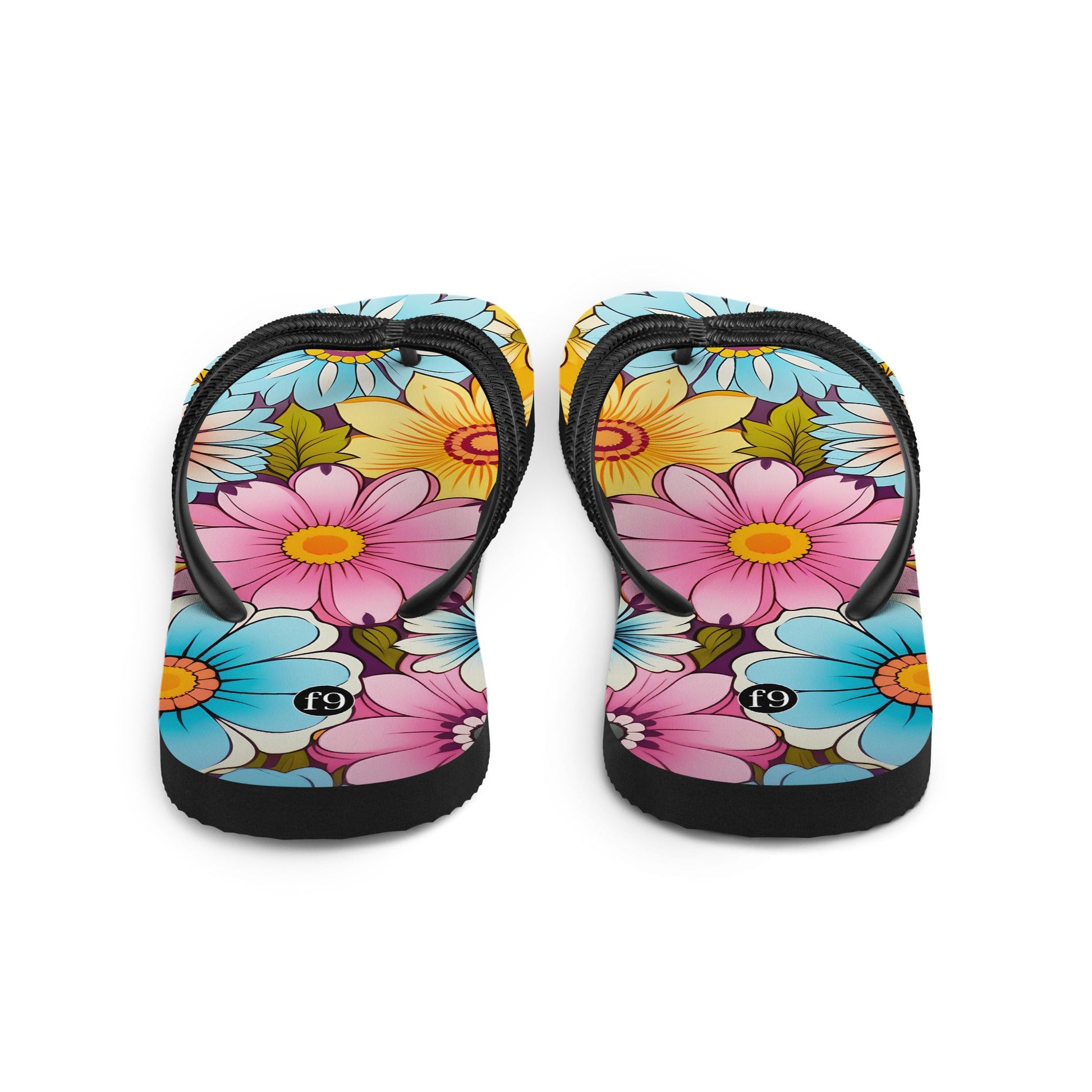 Petal Muse Series colorful floral Sublimation Flip Flop from f9artist – durable, lightweight summer sandals
