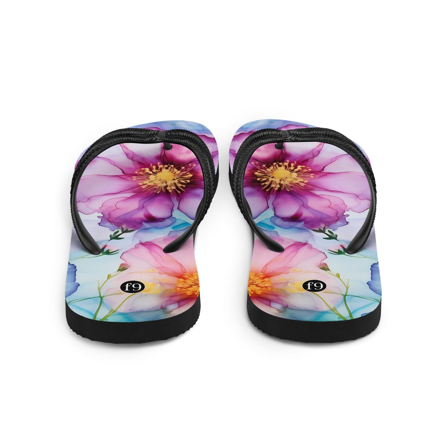 Petal Muse Series colorful floral Sublimation Flip Flop from f9artist – durable, lightweight summer sandals