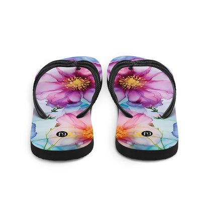 Petal Muse Series colorful floral Sublimation Flip Flop from f9artist – durable, lightweight summer sandals