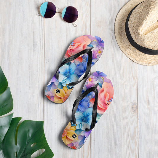 Petal Muse Series colorful floral Sublimation Flip Flop from f9artist – durable, lightweight summer sandals