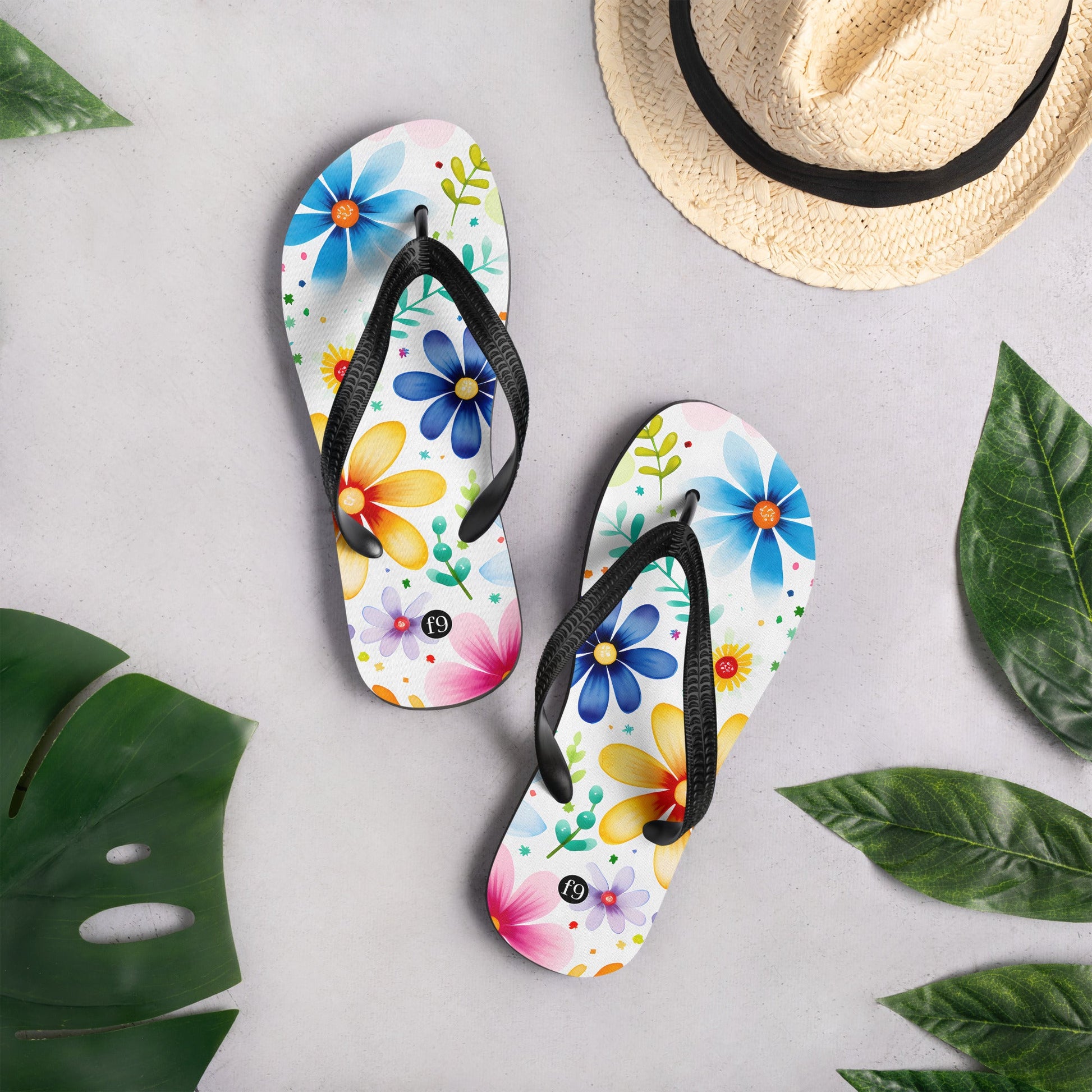 Petal Muse Series colorful floral Sublimation Flip Flop from f9artist – durable, lightweight summer sandals