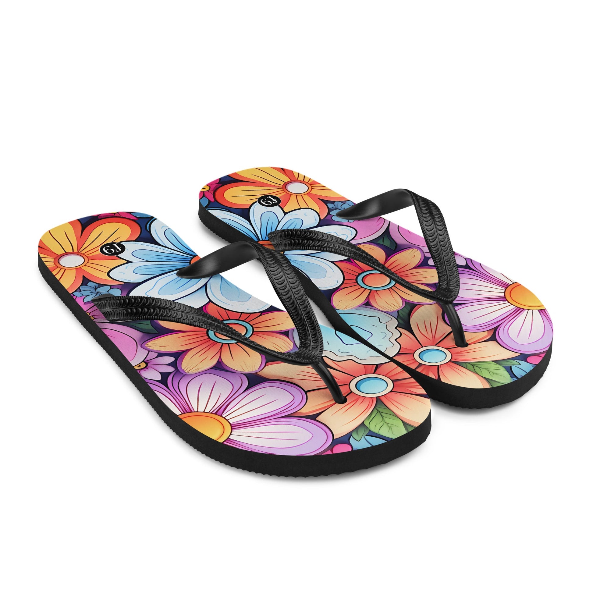 Petal Muse Series colorful floral Sublimation Flip Flop from f9artist – durable, lightweight summer sandals