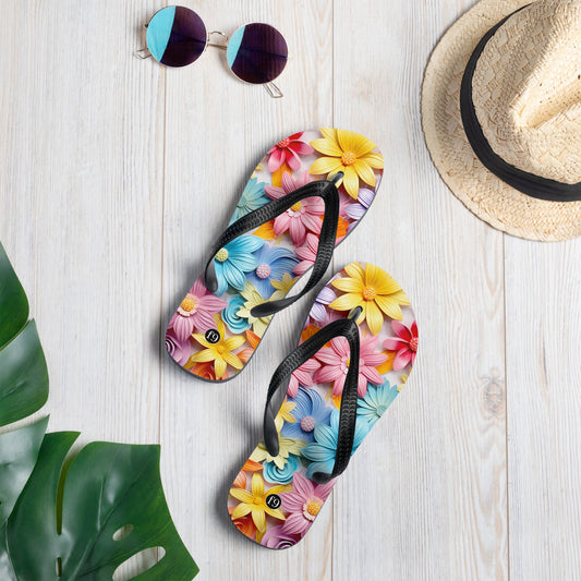 Petal Muse Series colorful floral Sublimation Flip Flop from f9artist – durable, lightweight summer sandals