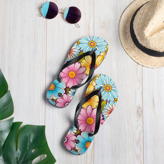 Petal Muse Series colorful floral Sublimation Flip Flop from f9artist – durable, lightweight summer sandals