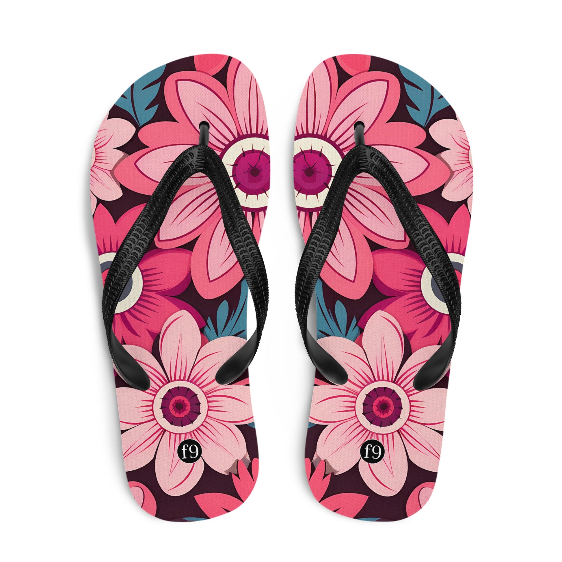 Petal Muse Series colorful floral Sublimation Flip Flop from f9artist – durable, lightweight summer sandals