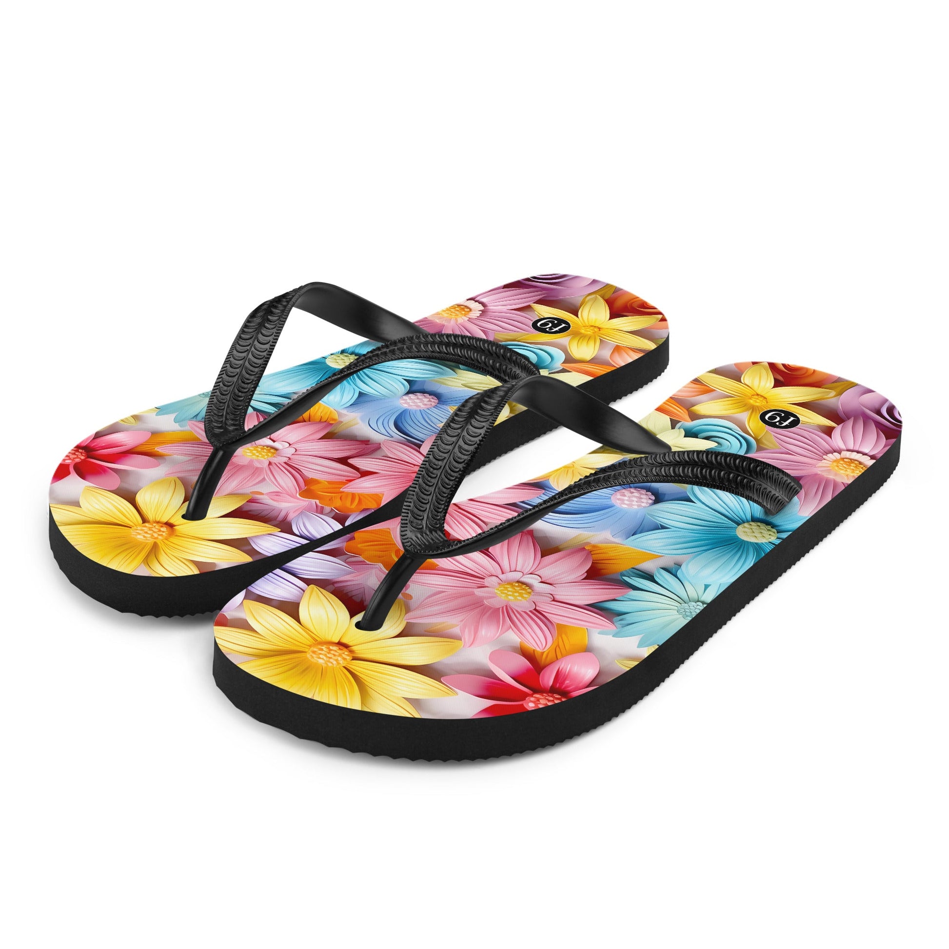 Petal Muse Series colorful floral Sublimation Flip Flop from f9artist – durable, lightweight summer sandals