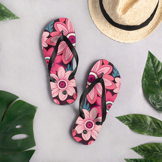 Petal Muse Series colorful floral Sublimation Flip Flop from f9artist – durable, lightweight summer sandals