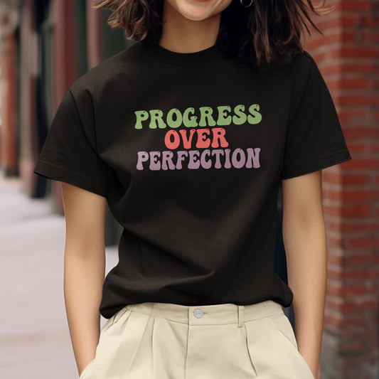 Progress Over Perfection T-Shirt – Unisex Premium Motivational Cotton Tee - f9artist