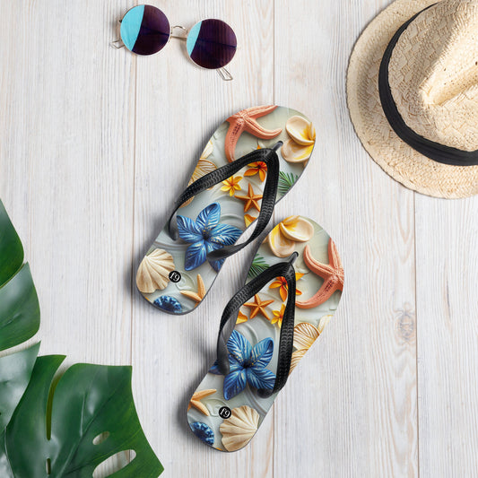 Tide Muse Series Sublimation Flip Flop – rhythmic sea design by f9artist, lightweight summer sandal