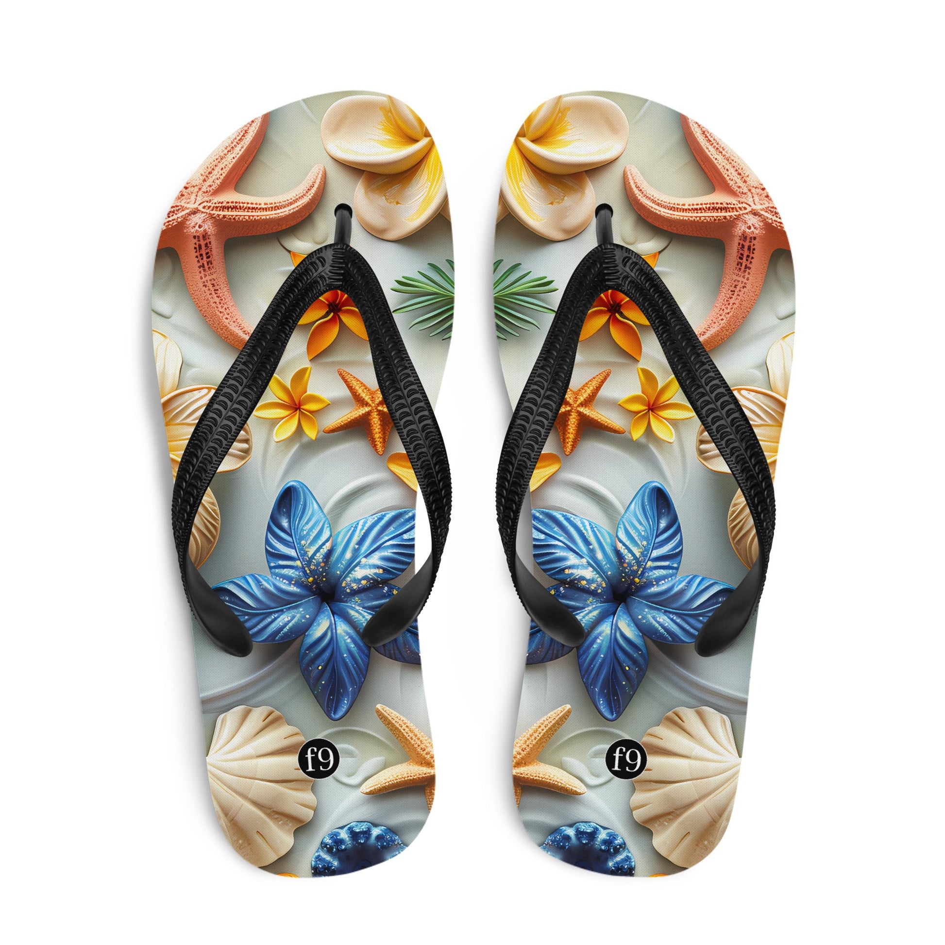 Tide Muse Series Sublimation Flip Flop – rhythmic sea design by f9artist, lightweight summer sandal