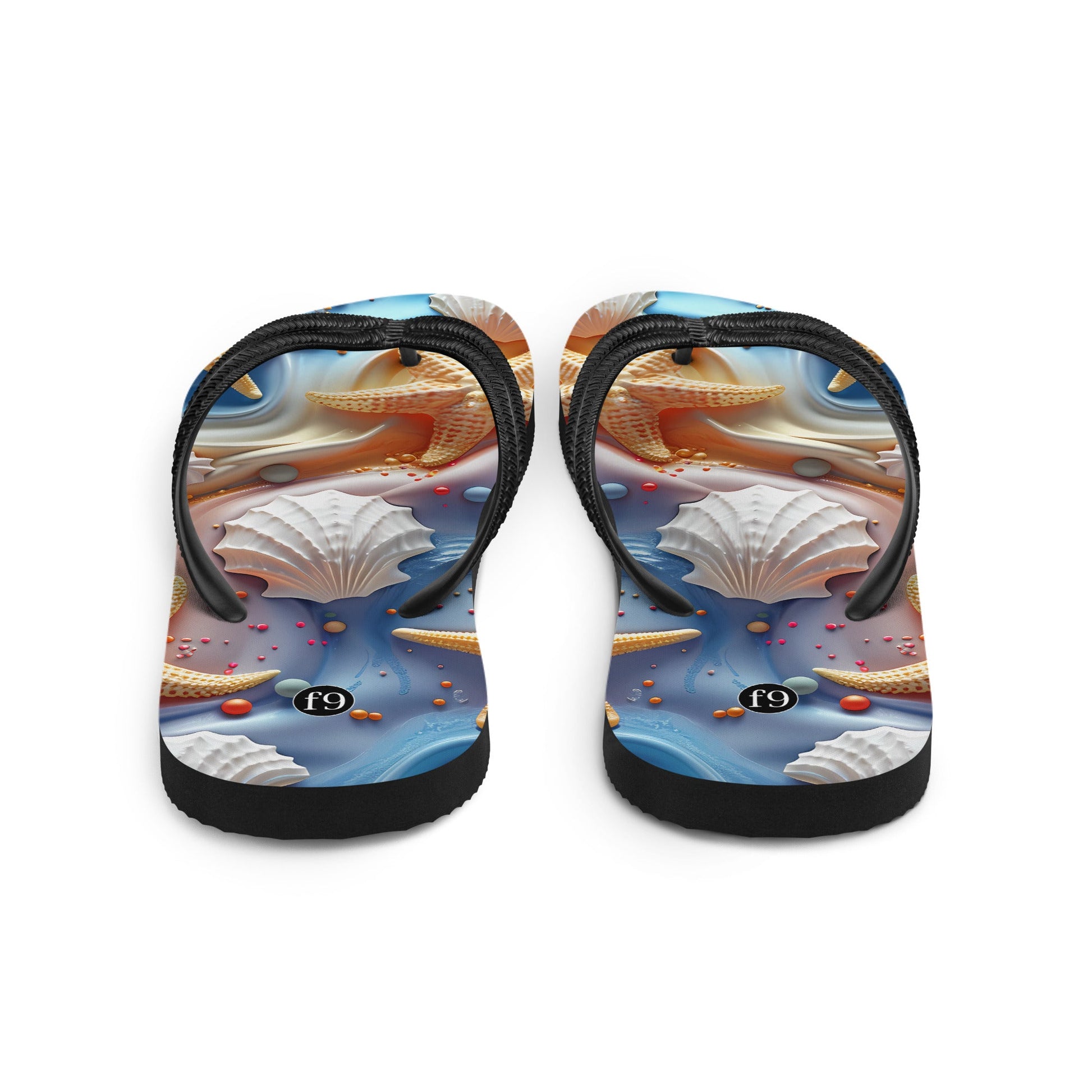 Tide Muse Series Sublimation Flip Flop – rhythmic sea design by f9artist, lightweight summer sandal